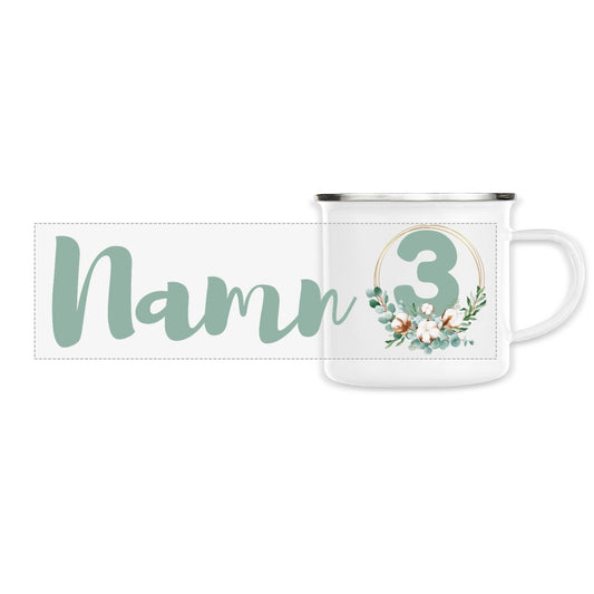 Flower Flow Green | Hållbar Emaljmugg