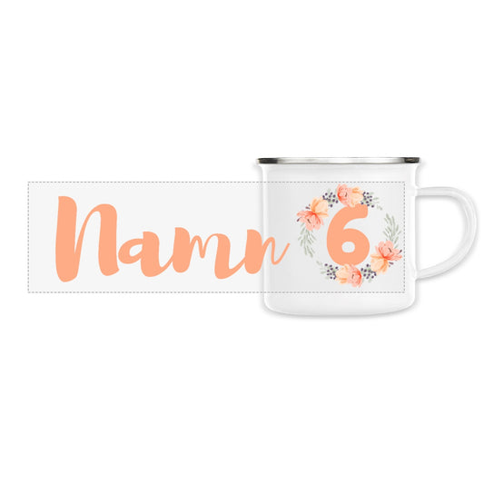 Flower Flow Peach | Hållbar Emaljmugg